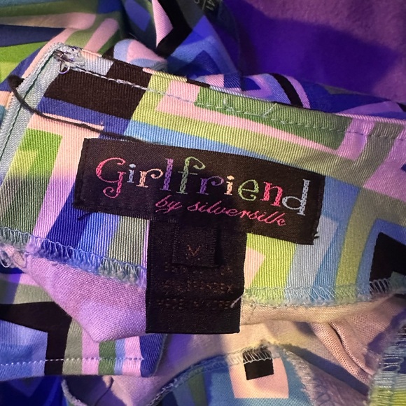 Y2K Vintage Green & blue geometric mini skirt retro vibe - Picture 5 of 5